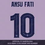 Ansu Fati 10 (OFFICIAL FC BARCELONA 2021/22 CUP AWAY NAME AND NUMBERING)